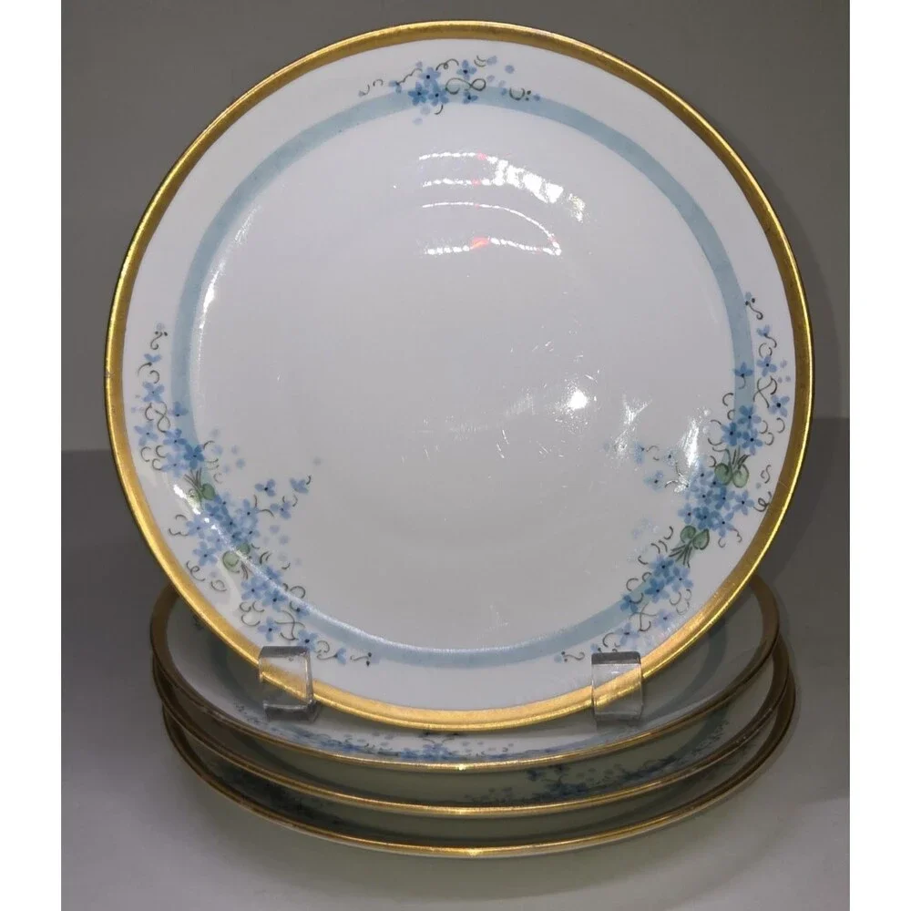 Set Of 4 Antique KPM Salad Plates Hand Painted 8